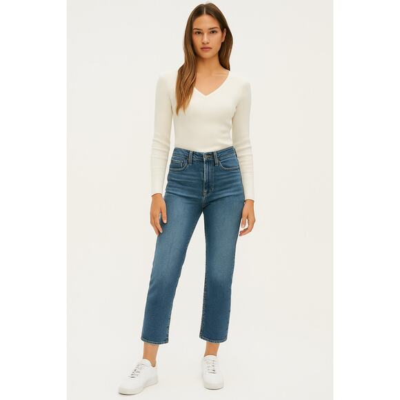 Levis Womens 29 Blue Medium Wash 725 Kick Bootcut Jeans High Rise Stretch F4-4 - Picture 1 of 9